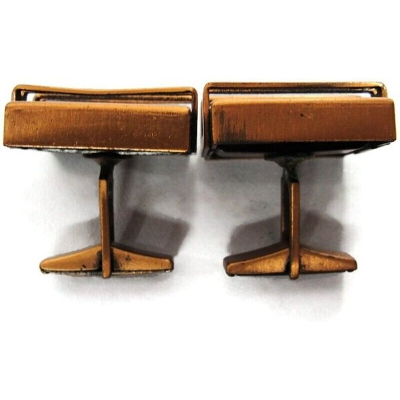 Vintage Renoir Copper Modernist Square Cufflinks Shirt Accessories Wedding - Picture 9 of 12